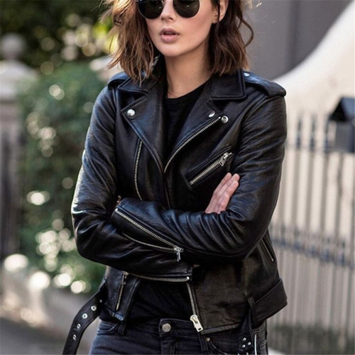 Ilse - Women's Faux Leather Biker Jacket