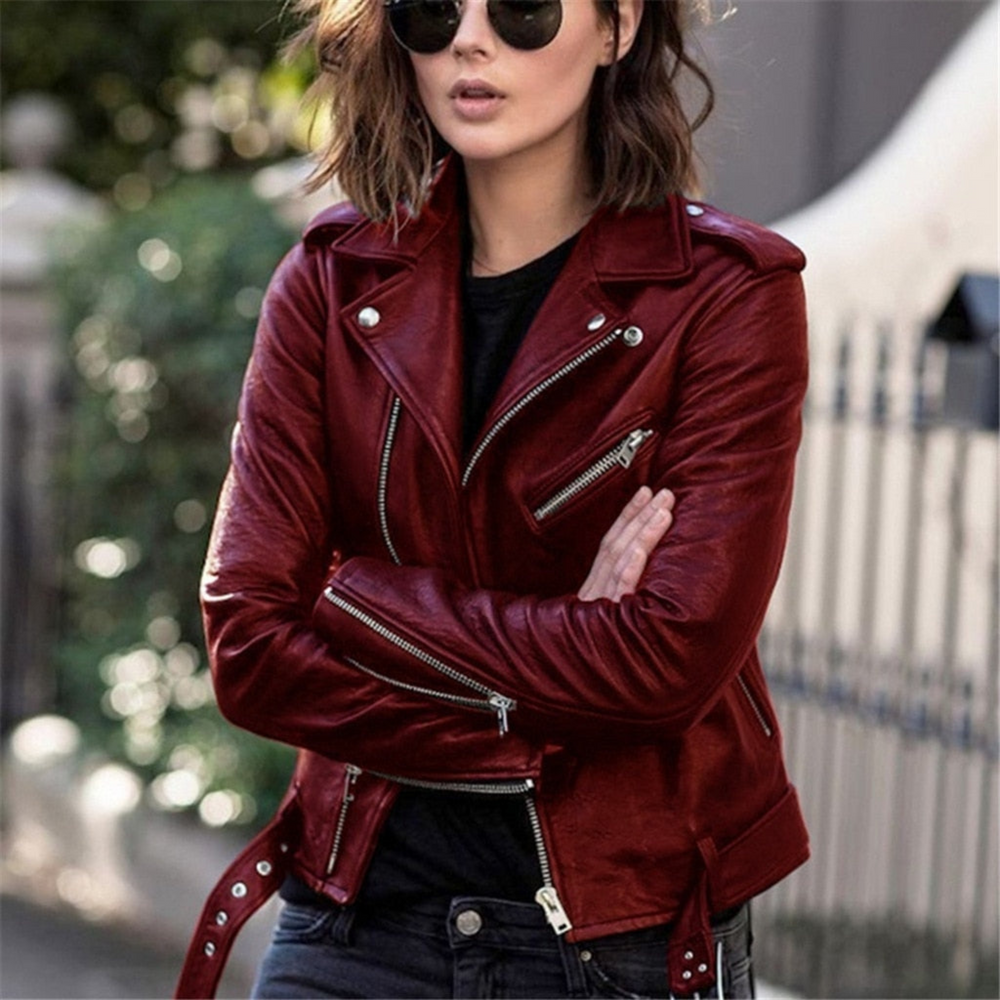 Ilse - Women's Faux Leather Biker Jacket