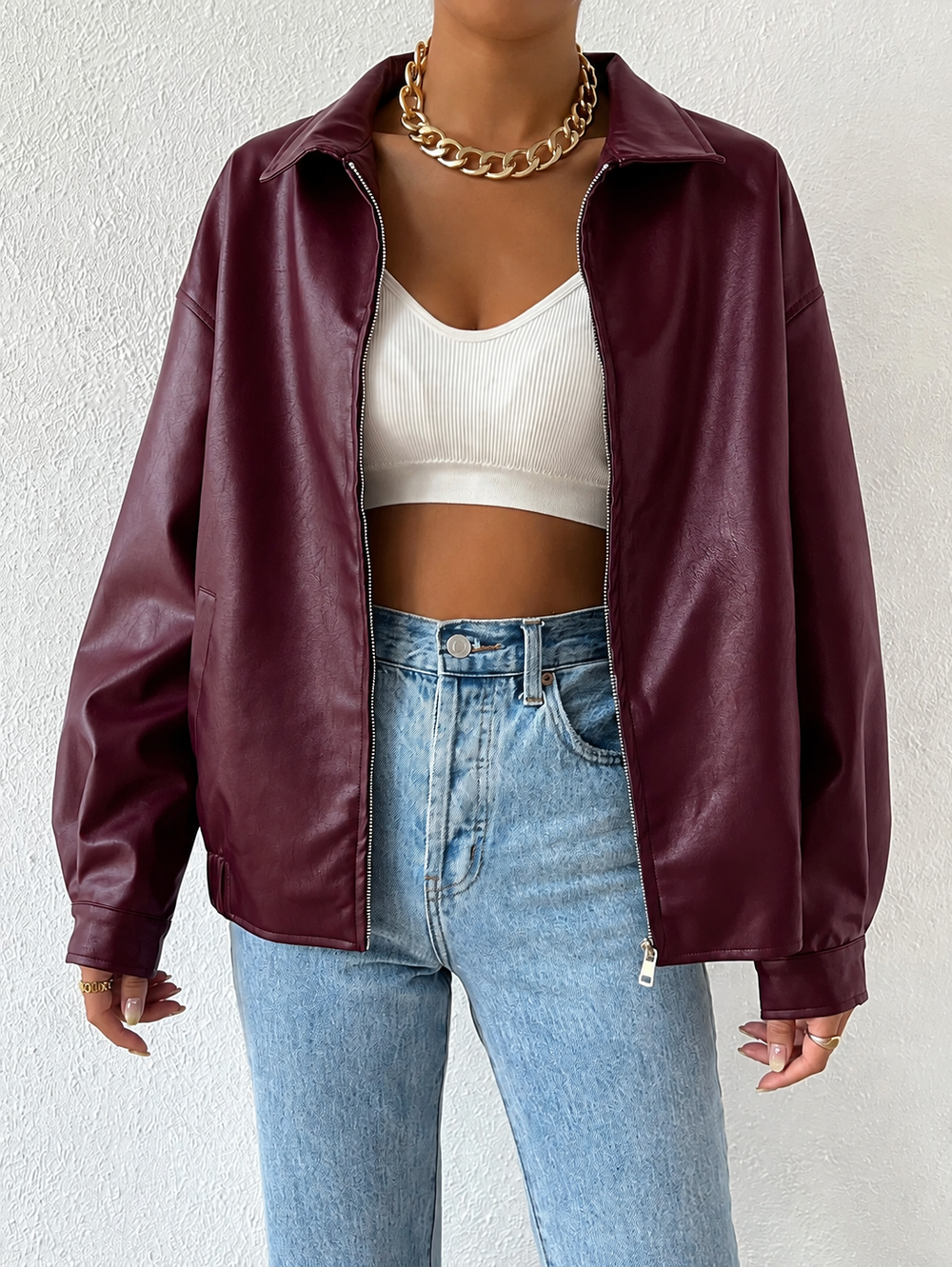 Iris - Women's Oversized Leather Jacket