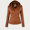 Isadora - Women's Hooded Leather Biker Jacket