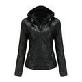 Jessamine - Women's Hooded Leather Moto Jacket