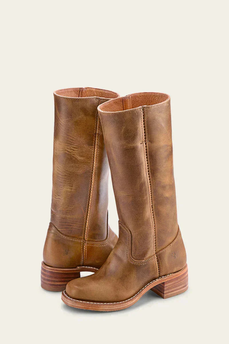 Josephine - Women's Block Heel Leather Knee High Boots