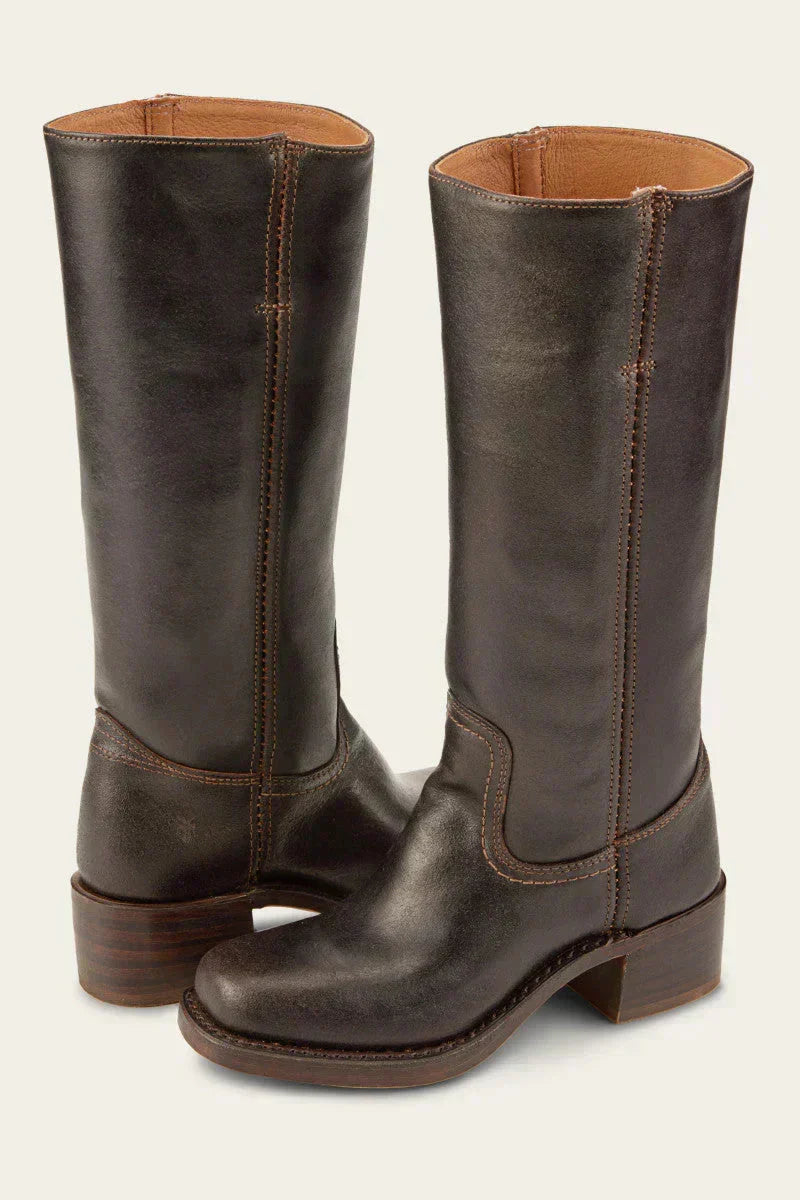 Josephine - Women's Block Heel Leather Knee High Boots