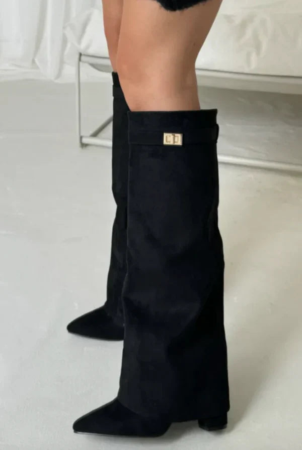 Juno - Women's Heeled Suede Knee High Boots