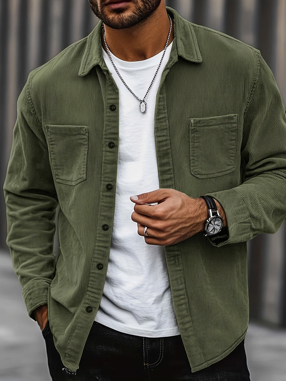 Lawrence - Men's Corduroy Button Up Shirt