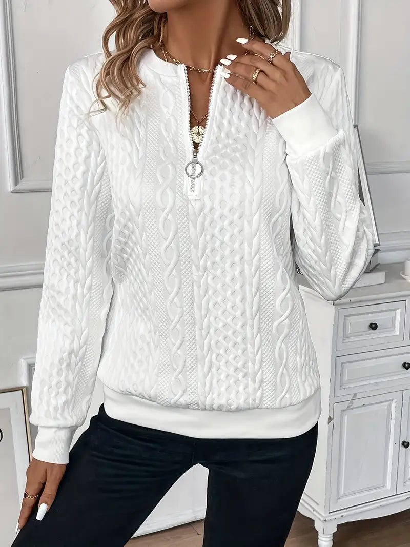 Lydia - Women's Cable Knit Zip Up Sweater