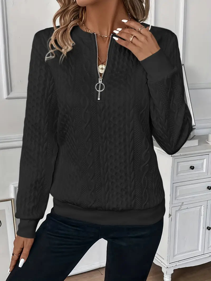 Lydia - Women's Cable Knit Zip Up Sweater