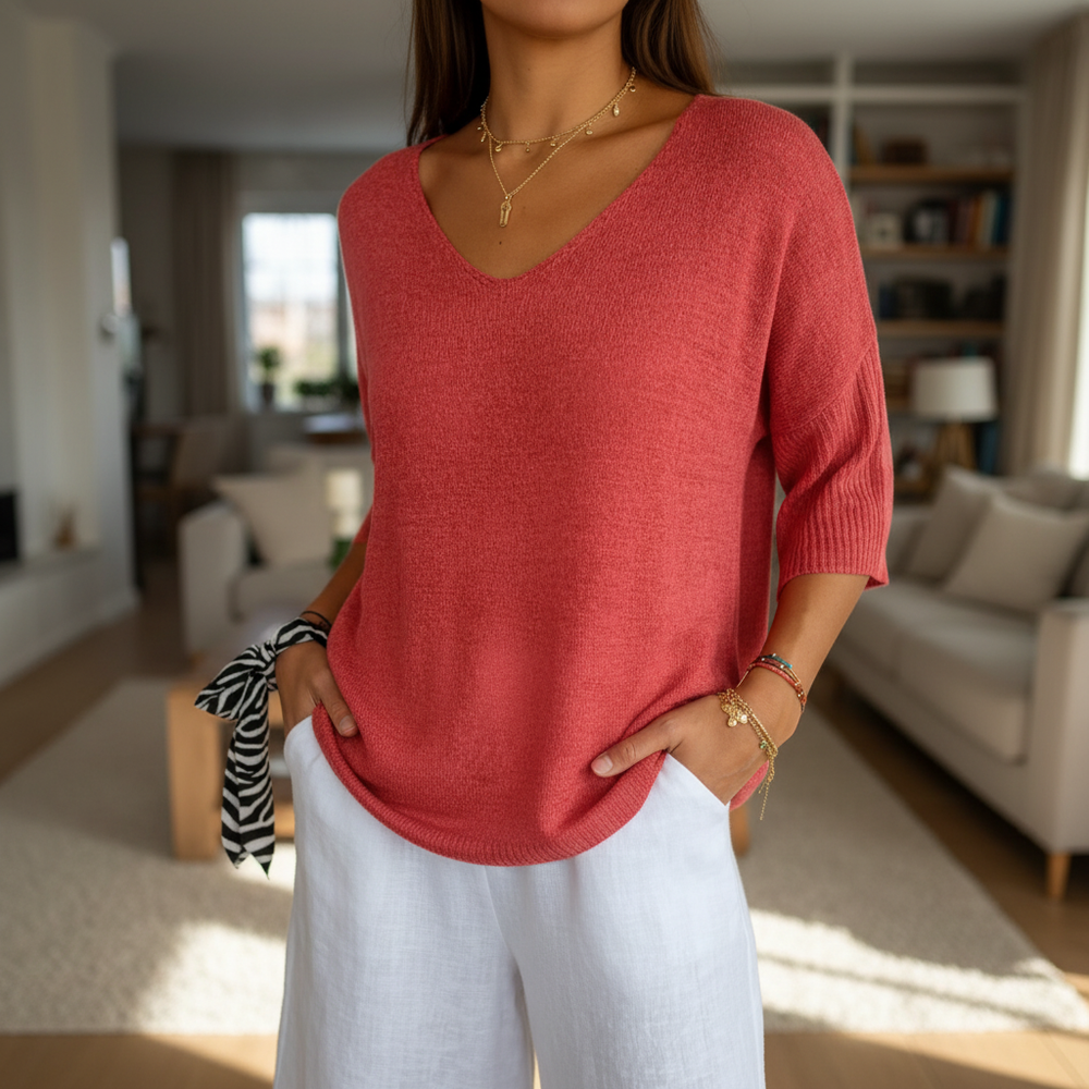 Marina - Women's V Neck Knit Top
