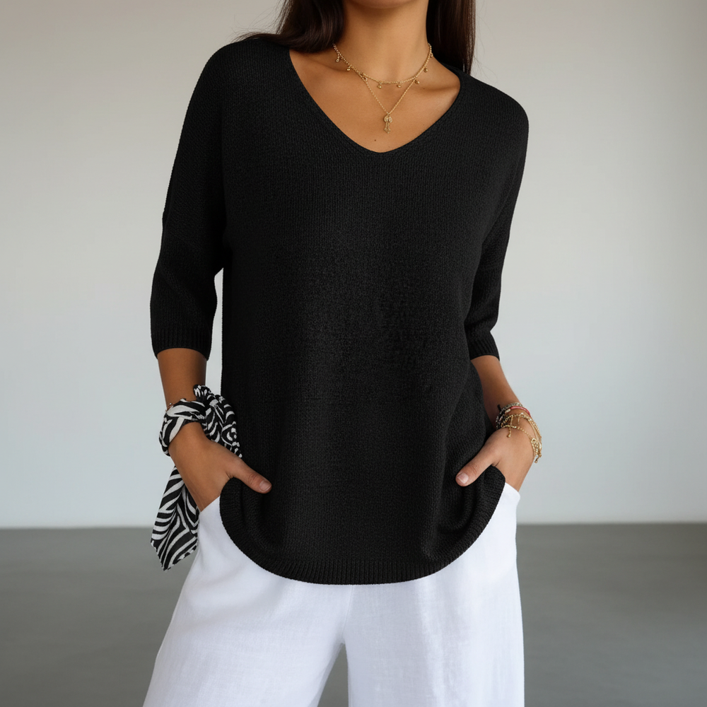 Marina - Women's V Neck Knit Top