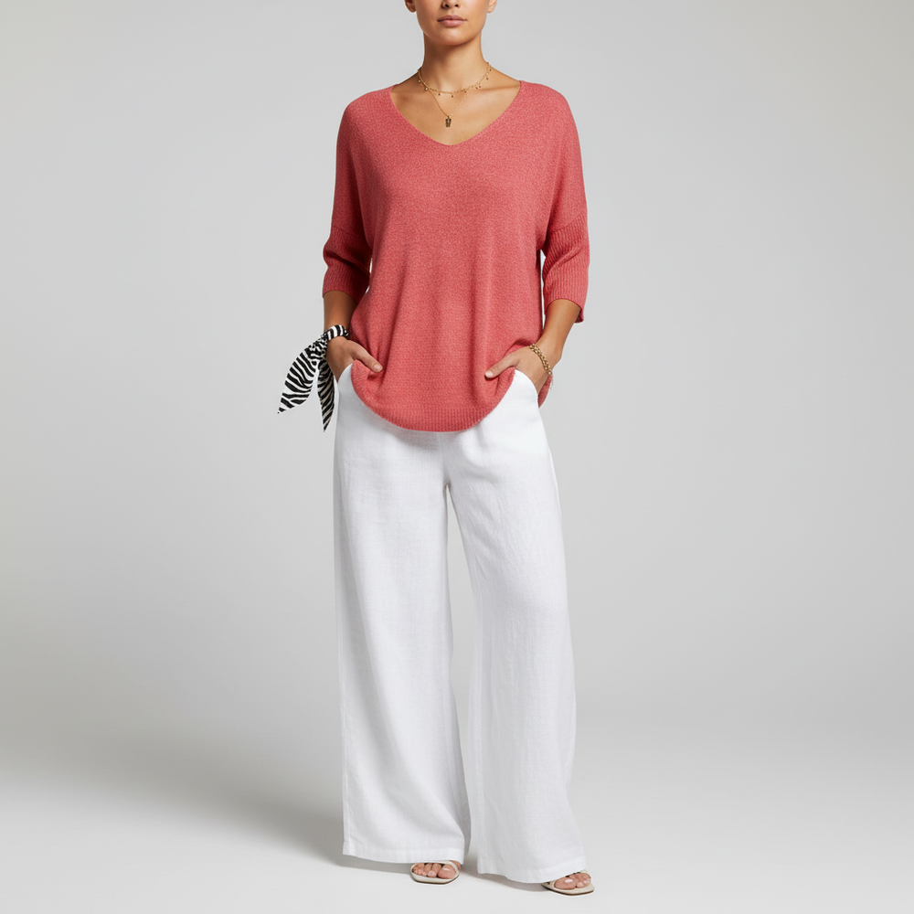 Marina - Women's V Neck Knit Top