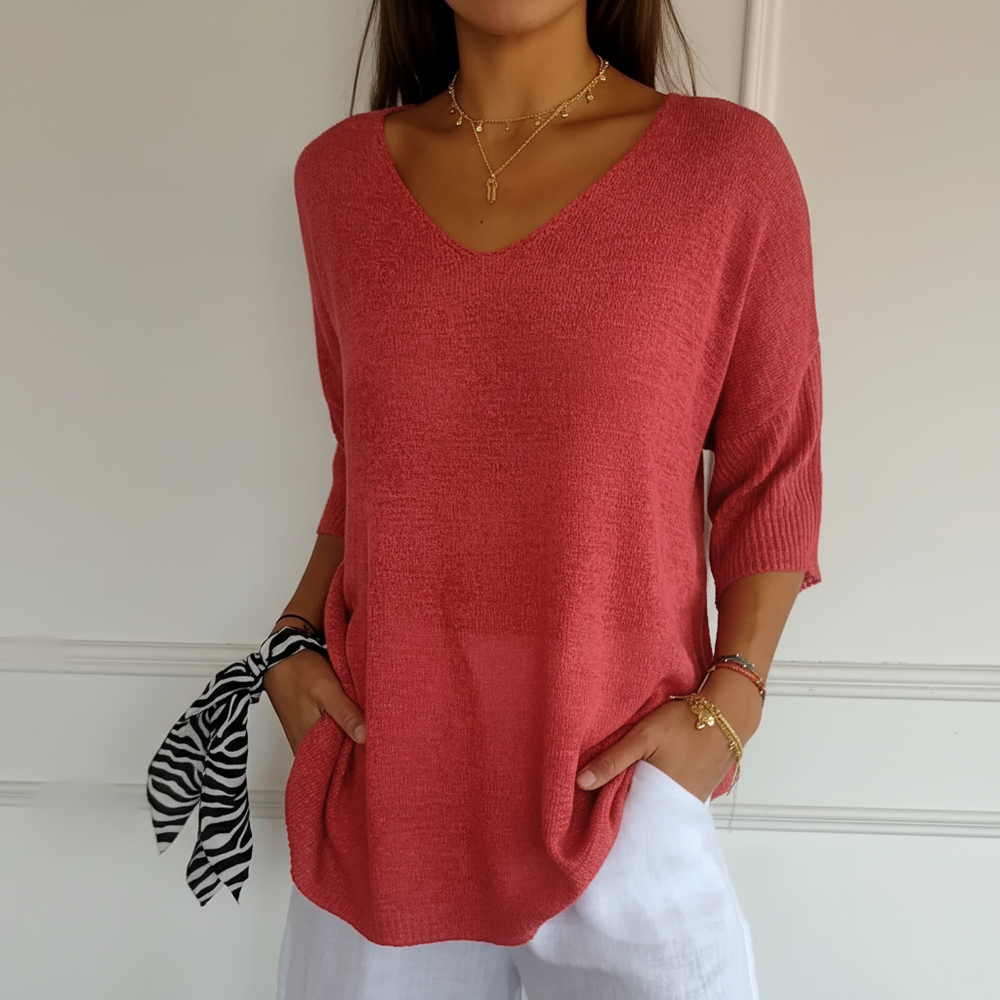 Marina - Women's V Neck Knit Top
