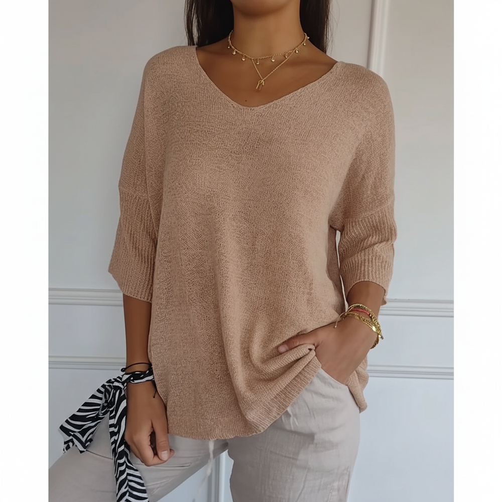 Marina - Women's V Neck Knit Top