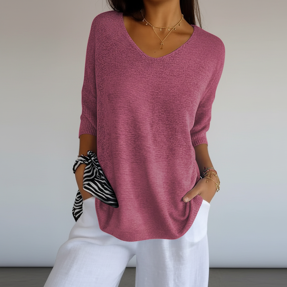 Marina - Women's V Neck Knit Top