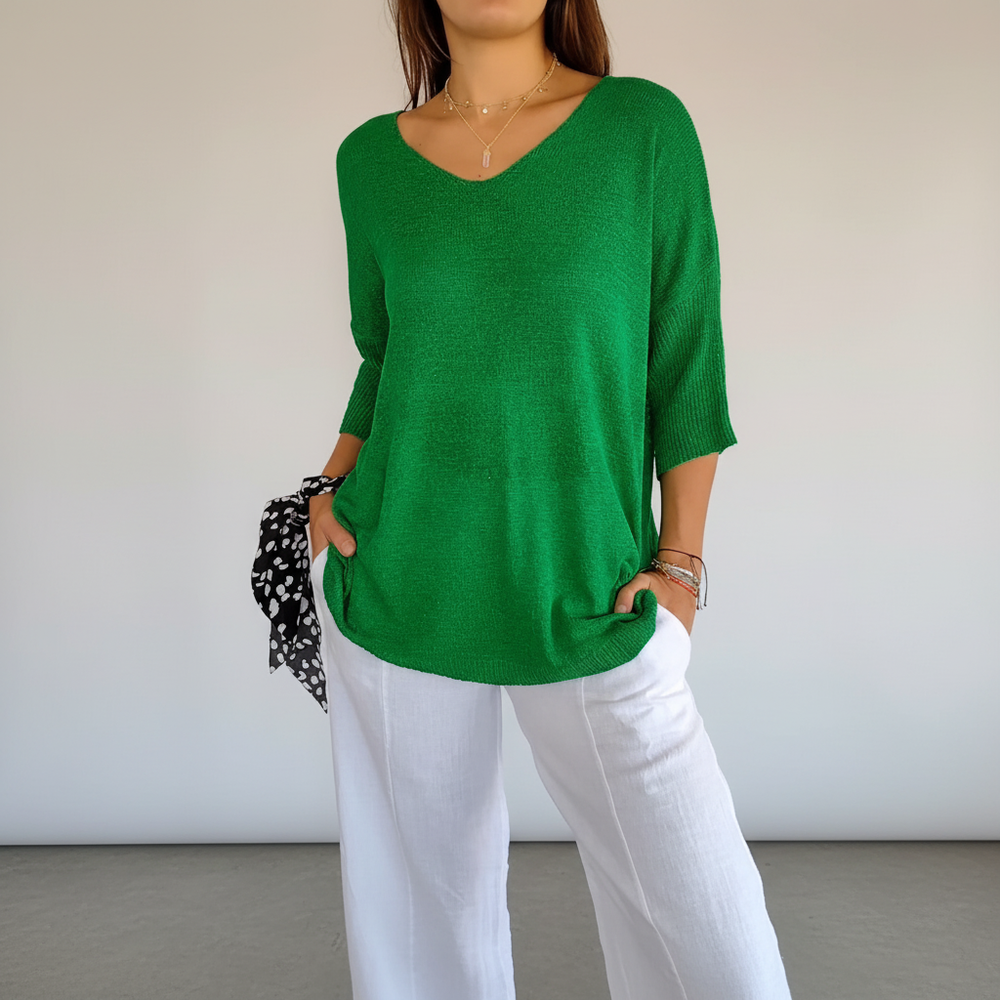 Marina - Women's V Neck Knit Top