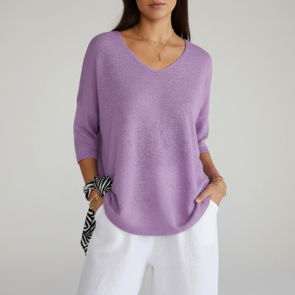 Marina - Women's V Neck Knit Top