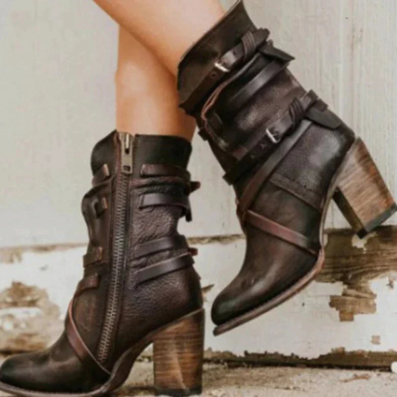 Octavia - Women's Heeled Buckle Ankle Boots