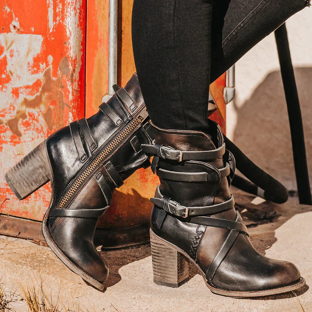 Octavia - Women's Heeled Buckle Ankle Boots