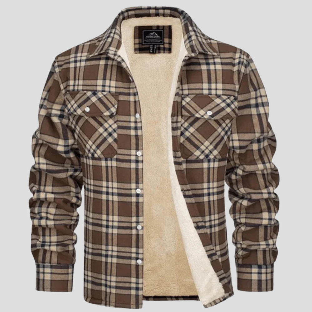 Octavian - Men's Sherpa Lined Plaid Shirt Jacket