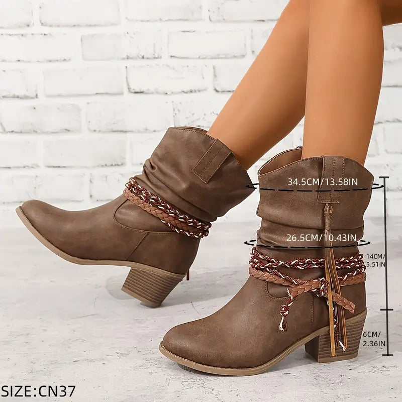 Odile - Women's Western Slouch Mid Calf Boots