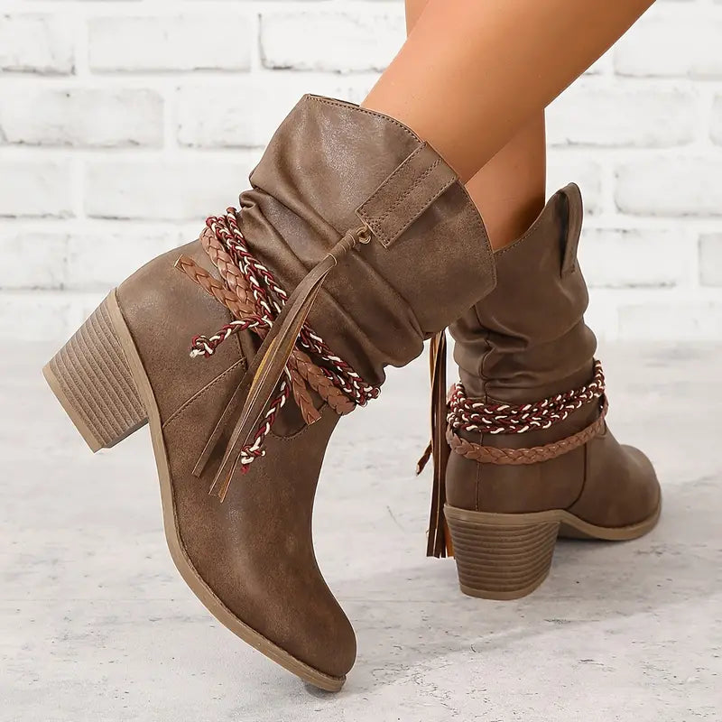 Odile - Women's Western Slouch Mid Calf Boots