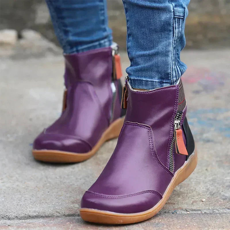Petra - Women's Heeled Leather Ankle Boots