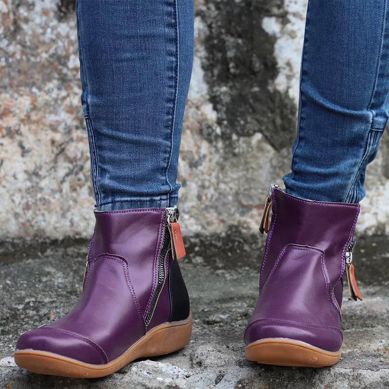 Petra - Women's Heeled Leather Ankle Boots