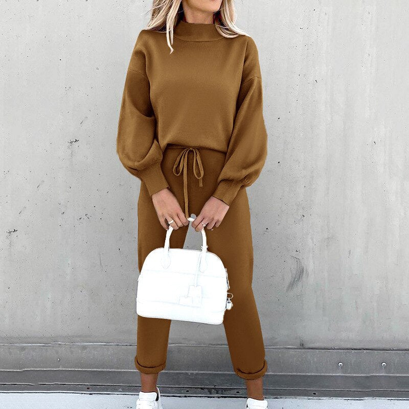 Phoebe - Women's Turtleneck Sweater Two Piece Set
