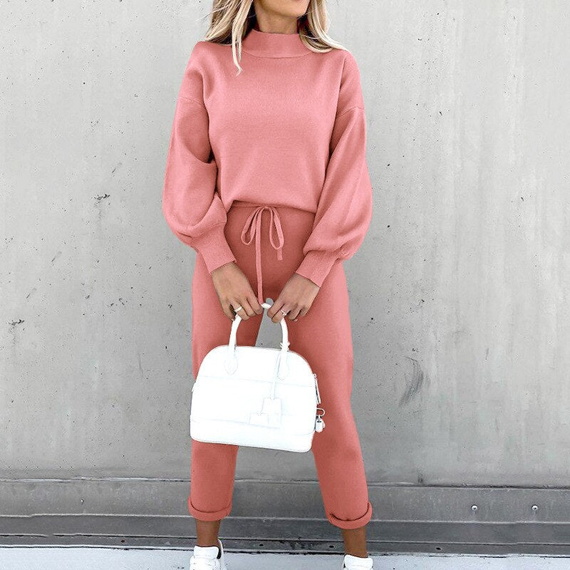 Phoebe - Women's Turtleneck Sweater Two Piece Set