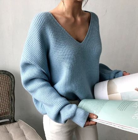 Tabitha - Women's Oversized V Neck Pullover Sweater