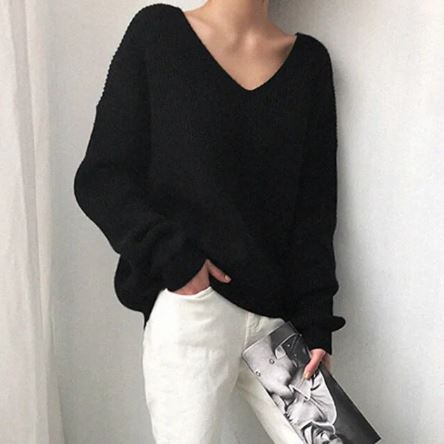 Tabitha - Women's Oversized V Neck Pullover Sweater