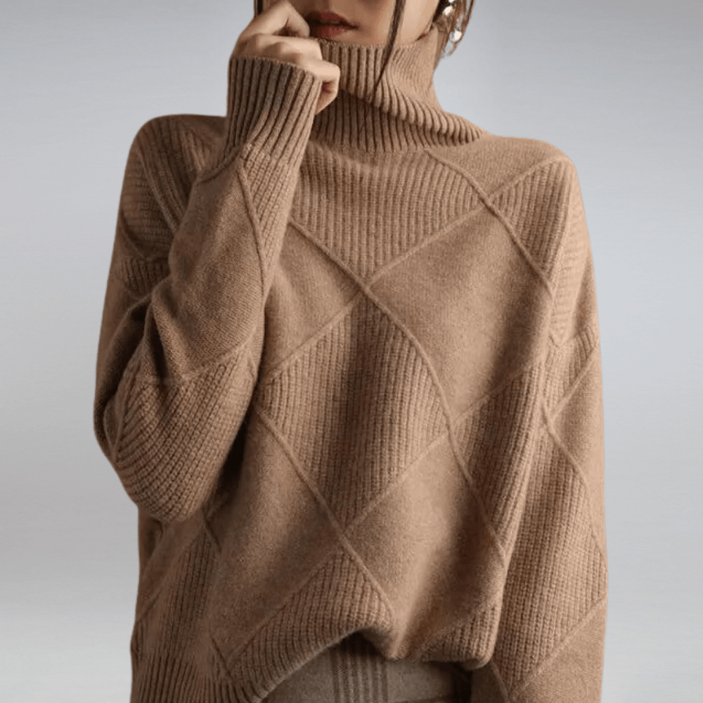 Talia - Women's Oversized Ribbed Turtleneck Sweater