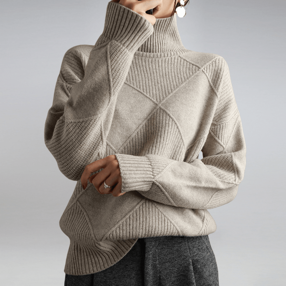 Talia - Women's Oversized Ribbed Turtleneck Sweater