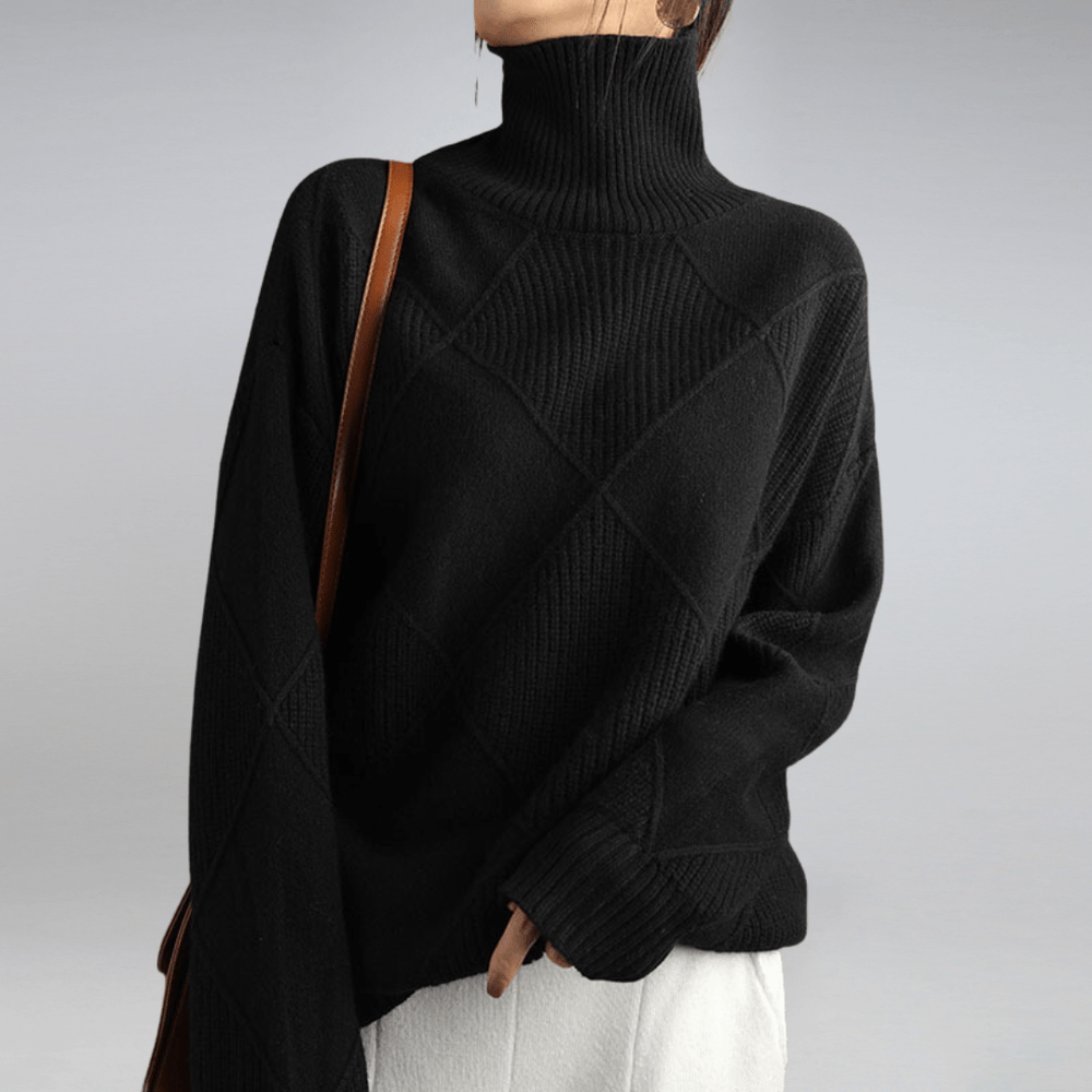 Talia - Women's Oversized Ribbed Turtleneck Sweater