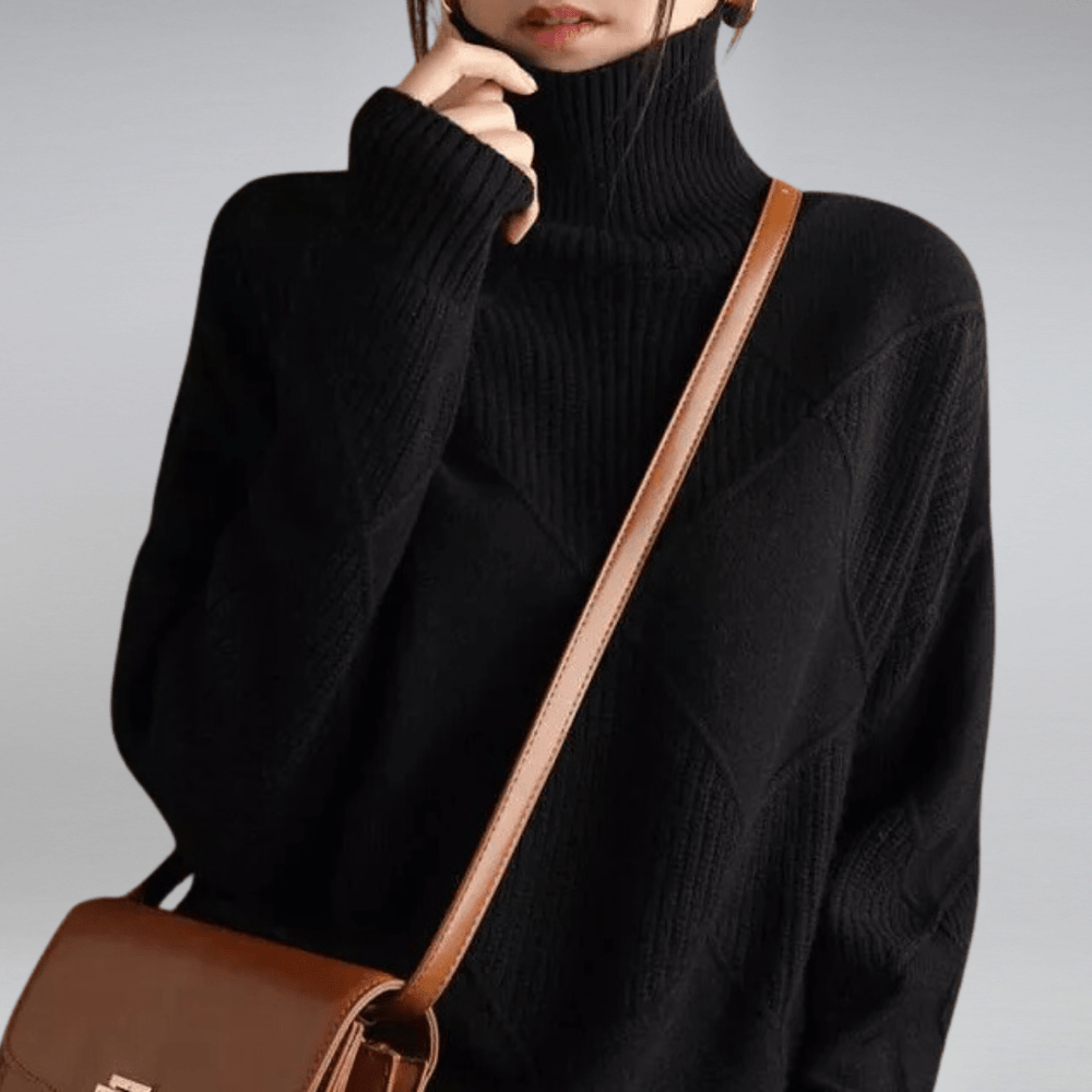 Talia - Women's Oversized Ribbed Turtleneck Sweater