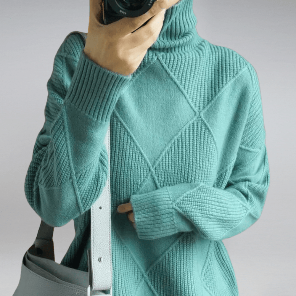 Talia - Women's Oversized Ribbed Turtleneck Sweater