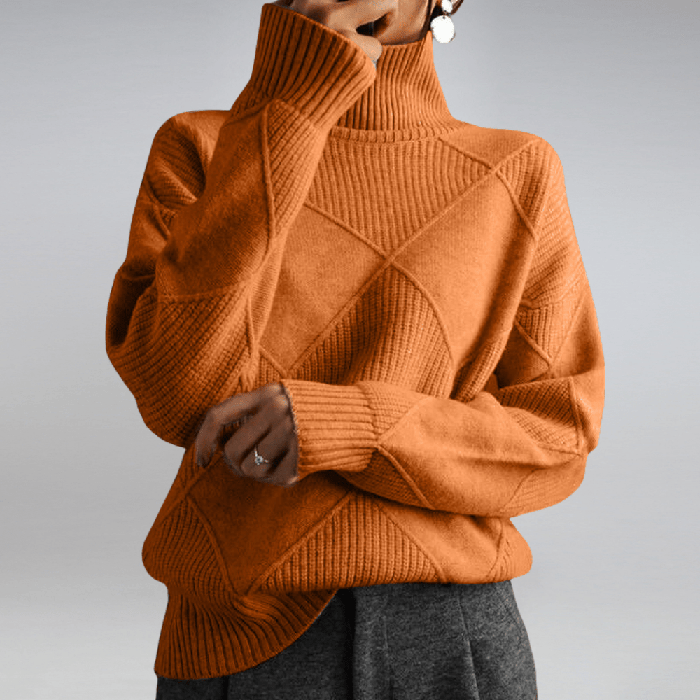 Talia - Women's Oversized Ribbed Turtleneck Sweater