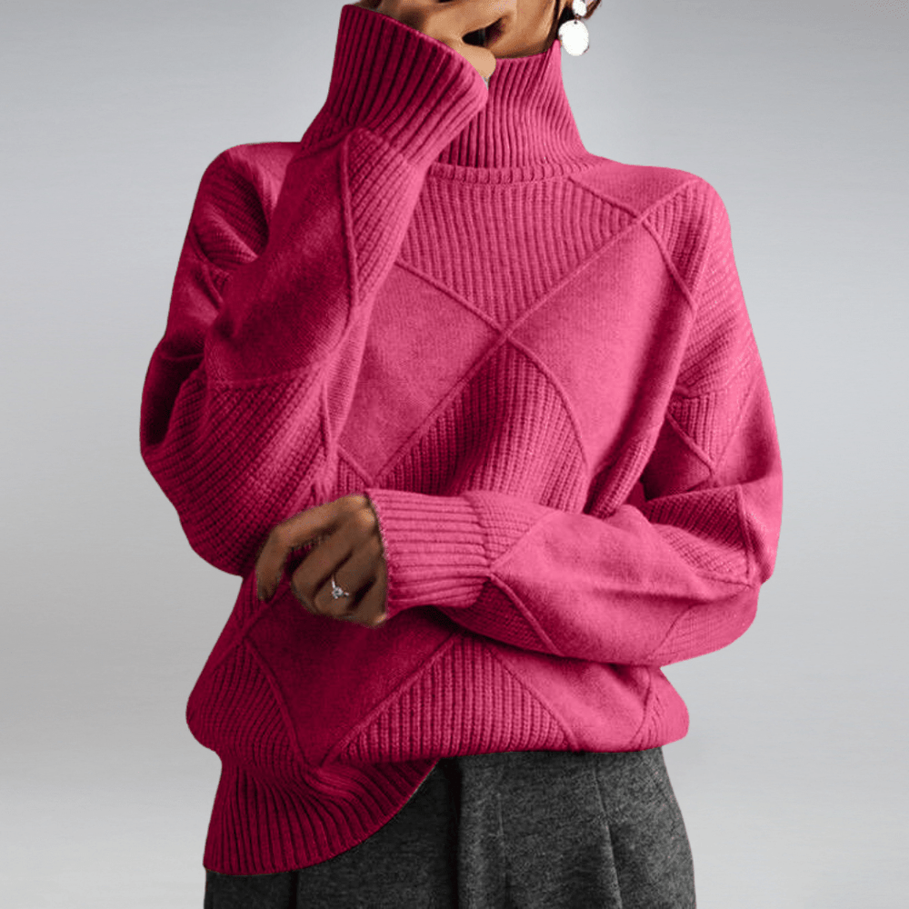 Talia - Women's Oversized Ribbed Turtleneck Sweater