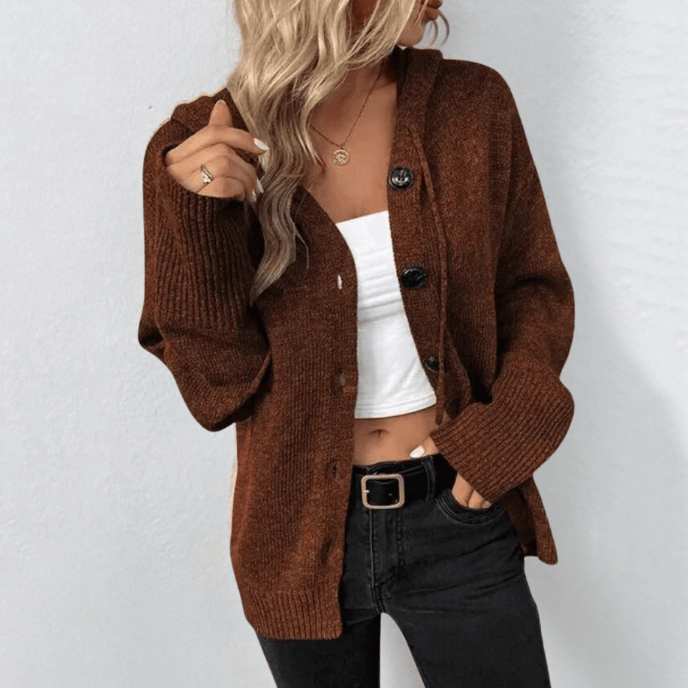 Theodosia - Women's Hooded Button Up Cardigan