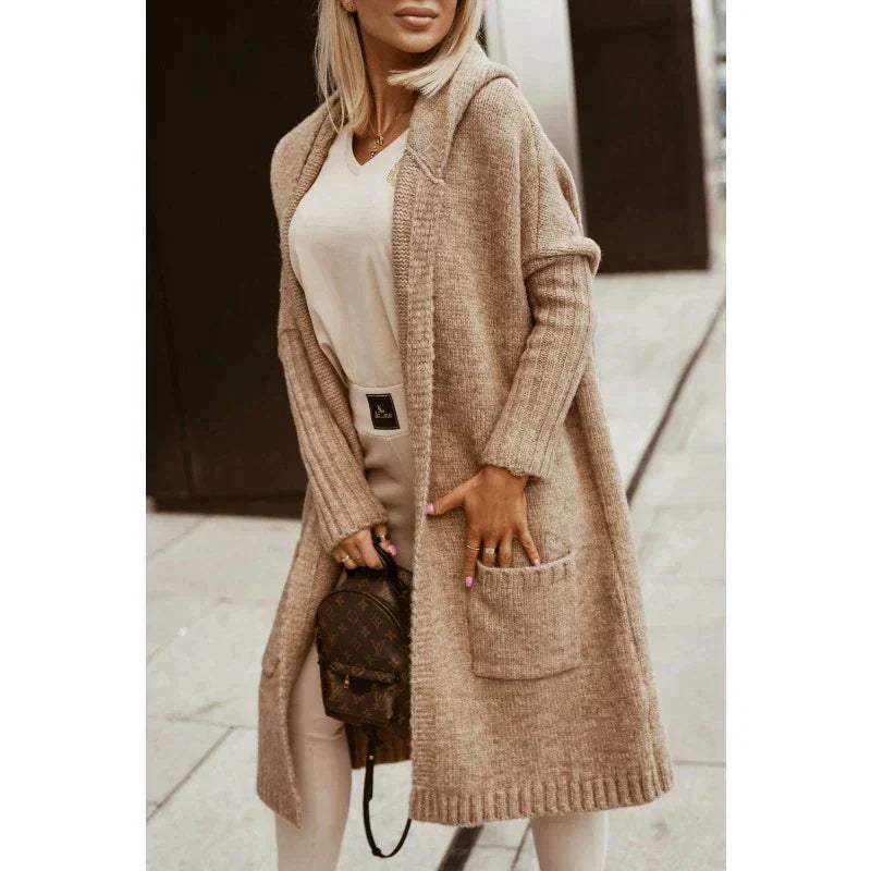 Vada - Women's Long Hooded Knit Cardigan