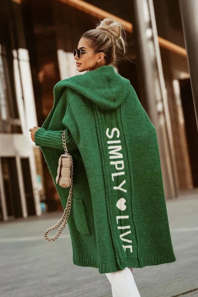 Vada - Women's Long Hooded Knit Cardigan
