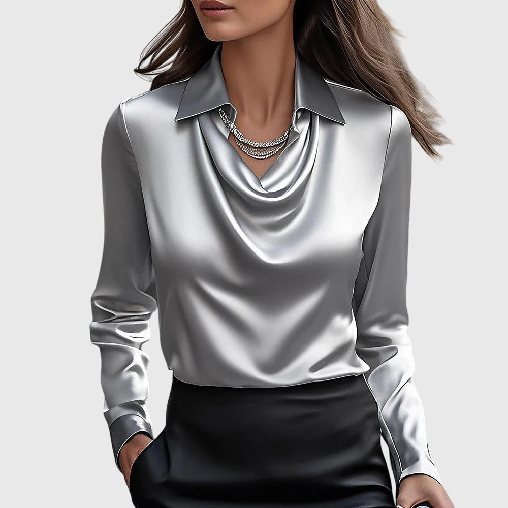 Valentina - Women's Button Down Satin Blouse