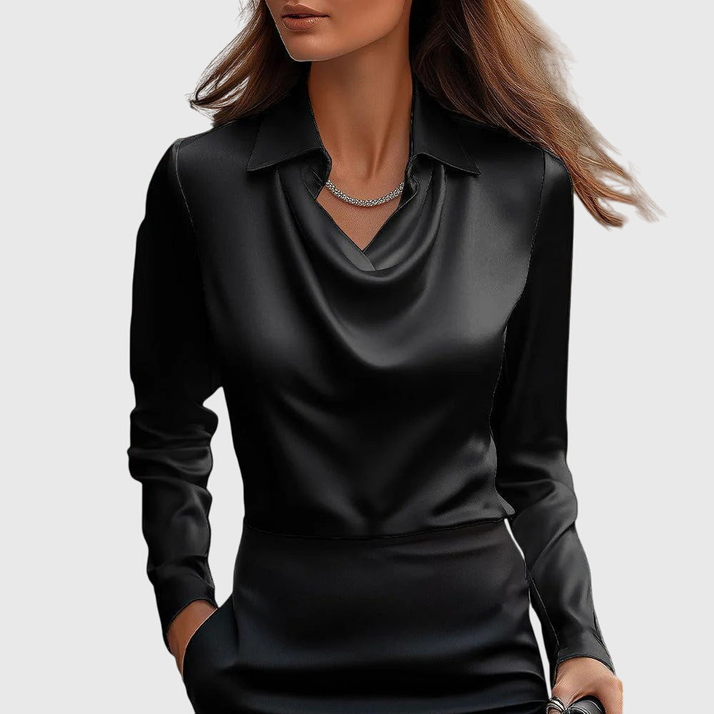 Valentina - Women's Button Down Satin Blouse