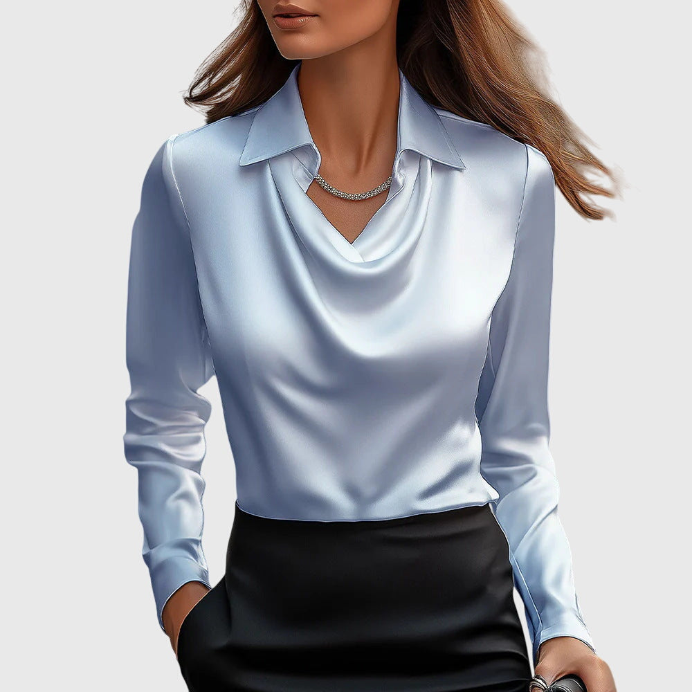 Valentina - Women's Button Down Satin Blouse