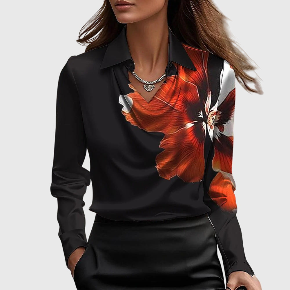 Valentina - Women's Button Down Satin Blouse