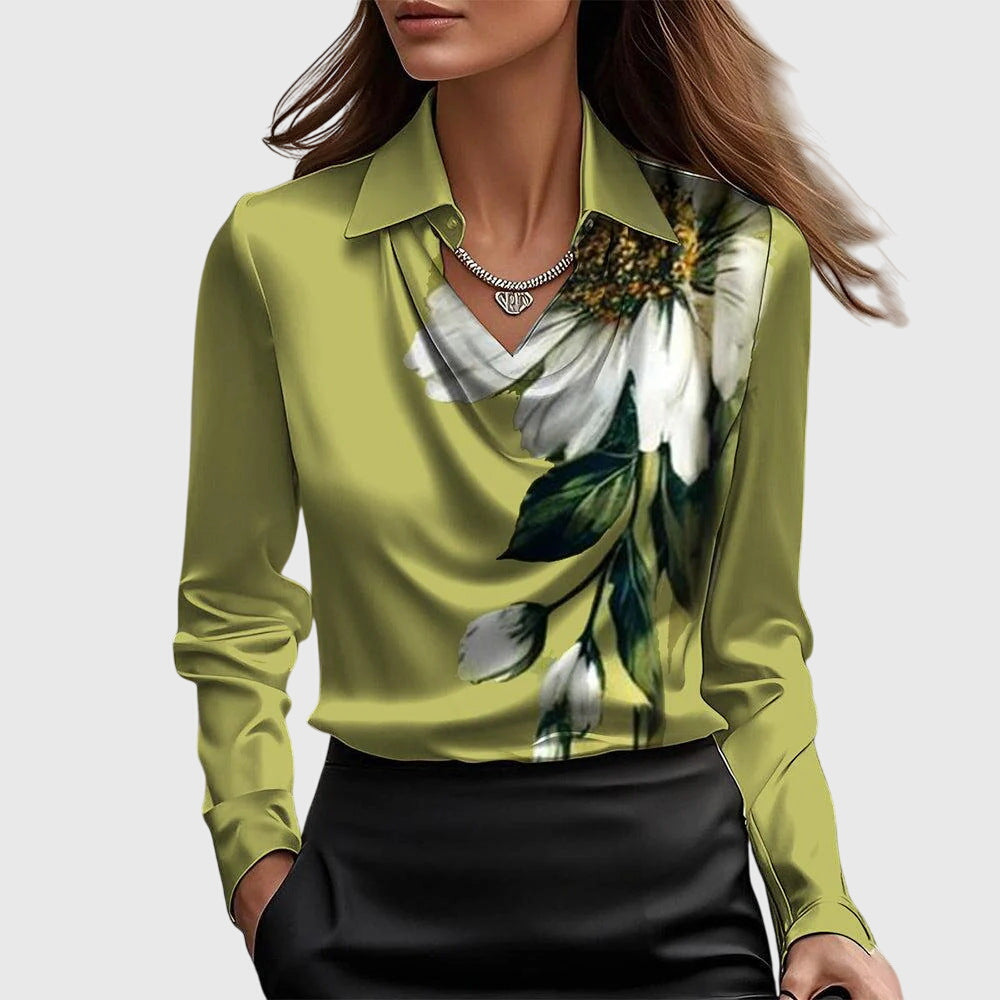 Valentina - Women's Button Down Satin Blouse