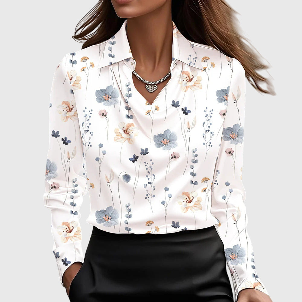 Valentina - Women's Button Down Satin Blouse