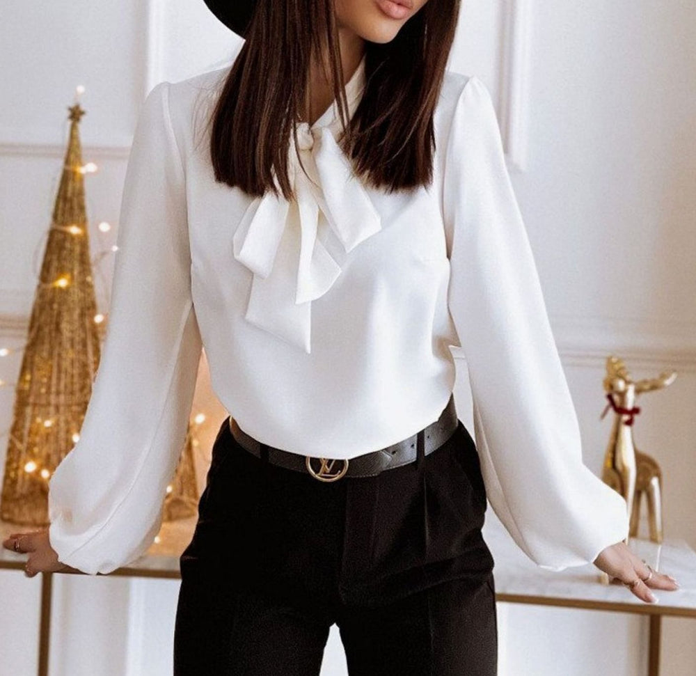 Verity - Women's Puff Sleeve Satin Blouse