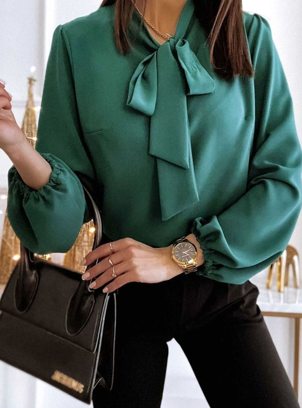 Verity - Women's Puff Sleeve Satin Blouse