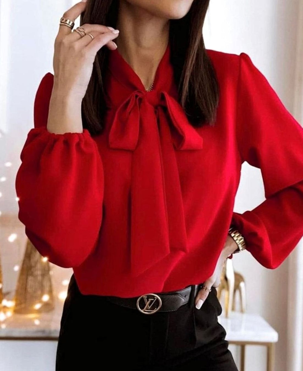 Verity - Women's Puff Sleeve Satin Blouse