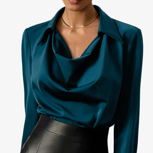 Vesper - Women's V Neck Satin Blouse